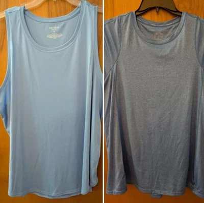 Lot Of 2 Plus Size 1X Athletic Wear Blue Shirts Calvin Klein Performance Tek... - Image 1 of 4