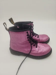 Botas de Combate Dr. Doc Martens Niña Talla 3 Rosa Brillo Estilo Años 90 Cremallera Encaje - Imagen 1 de 11