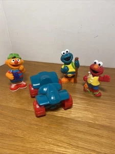 Vintage  Sesame Street Figure Lot Ernie Cookie Monster Hiking Elmo Fishing + Car - Picture 1 of 17