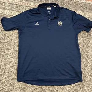 Maglia Adidas University of Notre Dame Uomo XL Polo Combattimento Blu Irlandese Calcio - Foto 1 di 5
