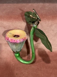 Signed 1995 Christopher Radko Cockle Bell Flower Clip On Ornament Missing Paint - Picture 1 of 17