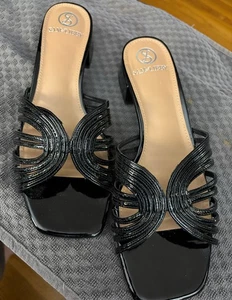 Sam & Libby "Della" eckige Zehenpartie, Slipper Riemchensandalen - 9M - weiß oder schwarz - Bild 1 von 14