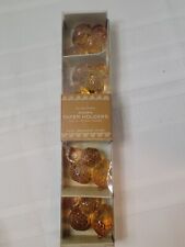 Williams Sonoma Taper Candle Holders Amber Glass Acorn 10 Inch Set of 4  New