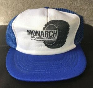 NEW Vintage Monarch Industrial Tires Blue Foam Mesh Trucker Hat Cap Snapback NOS - Picture 1 of 9
