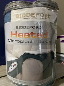 Biddeford Heated Microplush GRAY Throw Electric Blanket 50 x 62 NEW - Picture 1 of 4