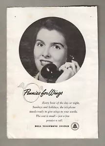 Vintage 1953 Bell Telephone System Magazine Advertisement, Pennies for Wings - Picture 1 of 1