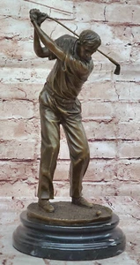 Male Golfer Golf Club Pro Shop PGA Masters Trophy Award Art Bronze Marble Deal - Picture 1 of 10
