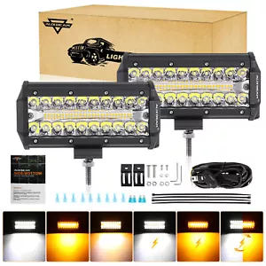 Barra de luz de trabajo LED AUXBEAM 7" pulgadas lámpara estroboscópica conducción camión todoterreno ámbar/blanco - Imagen 1 de 12