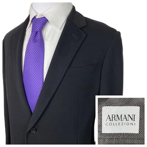 Armani Collezioni Sport Coat Men 39R Black Jersey Stretch Blazer Slim Fit Jacket - Picture 1 of 15