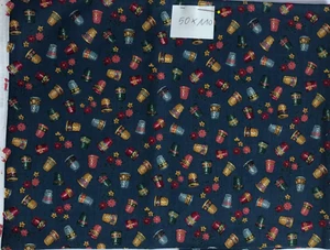 Patchwork Rest, Fingerhüte, 50x110 cm, Cranston Print, Petrolblau - Bild 1 von 3