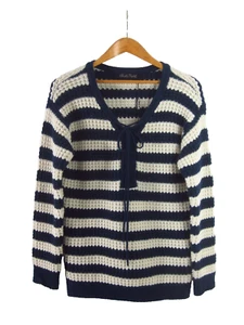 New Claudia Nichole Womens S Navy Blue Striped Cashmere Cotton Sweater Nautical - Picture 1 of 11