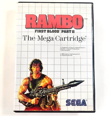 Rambo: First Blood Part II (Sega Master System, 1986) Game and Case  - Tested - Image 1 of 4