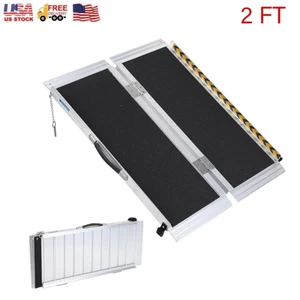 2FT Wheelchair Ramp Non-Skid Surface & Reflective Strips Weight Capacity 600 LBS - Picture 1 of 6