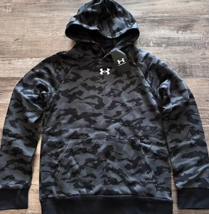 NWT Under Armour Boys YXL Dark Gray/Black Rival Fleece Hooded Sweatshirt XL - Picture 1 of 2