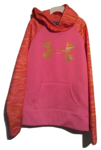 Under Armour Storm Pink Orange Tiger Stripes Sweatshirt Girls Size M Hooded - Picture 1 of 8