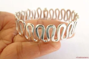 Sterling Silver No Stone 925 Cuff Bangle Bracelet - Picture 1 of 6
