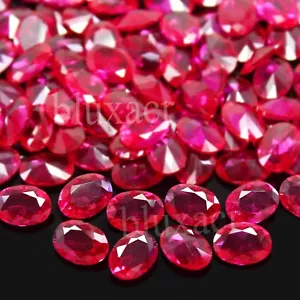 Certified Natural Mogok Red Ruby Calibrated 5x3 MM Oval Shape Gemstone 10 Pc Lot - Picture 1 of 6