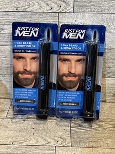 (2) Just for Men 1-Day Beard & Brow Color, Medium Brown 0.3 Fl Oz. Brand New - Picture 1 of 2