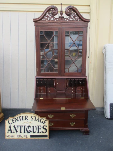 64361 Mahogany 2 Piece Secretary Desk w/ Bookcase Top Cover