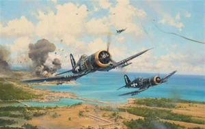 Okinawa by Robert Taylor Aviation Art signed by Ten Pacific Corsair Pilots - Picture 1 of 4