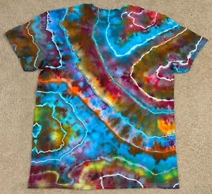 Handmade Ice Tie Dye T-Shirt Large Mens Womens Soft Cotton Blue Geode - Picture 1 of 3