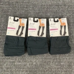 Hanes Perfect Socks Knee Highs Size 2 Grey Opaque Enhanced Toe 6 Pairs New - Picture 1 of 24