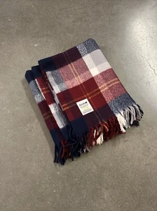 Vintage Faribo Acrylic Blanket Stadium Throw Plaid Fringe 52X53 Faribault - Picture 1 of 7