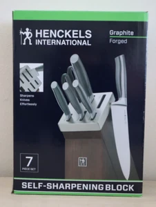 Henckels Intetnational Graphite Forged 7-pc Self-Sharpening Knife Block Set - Picture 1 of 6
