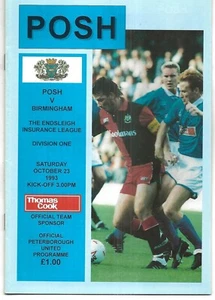 Football Programme PETERBOROUGH UNITED v BIRMINGHAM CITY Oct 1993 - Picture 1 of 1
