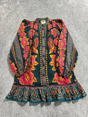 Farm Rio Ainika Sparkle Mini Dress Womens Medium Multicolor Cotton Puff Sleeve - Image 1 of 4
