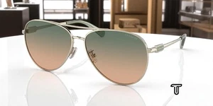 COACH HC7140 900513 Cd474 Shiny Lt Gold Green Brown Grad 61 mm Womens Sunglasses - Picture 1 of 7