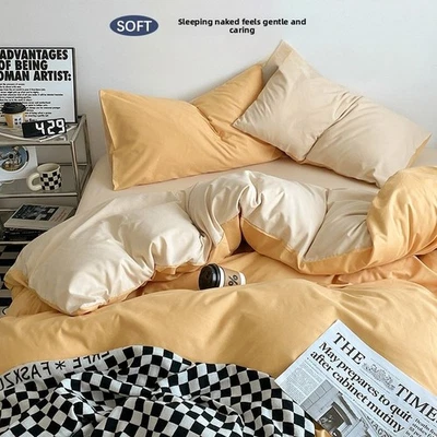 Juego de cama de lujo plisado de algodón con estampado floral funda nórdica juego de falda de cama 4 piezas Foto 1 de 4