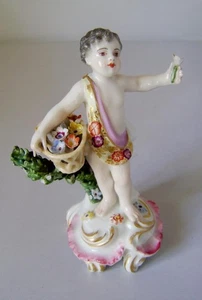 Antique Porcelain Cherub with a basket of flowers: Bow Style: Gold Anchor Mark - Picture 1 of 11