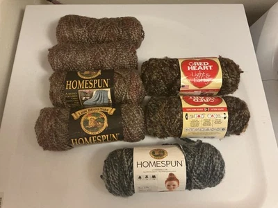 Lion Homespun Yarn #339 Creole Super Bulky 185 Yds each Mixed lot of 7 - Image 1 of 4