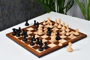 Collector Series Handcarved Chess Pieces - Ebonized & Natural Boxwood -2.6" King - Picture 1 of 9