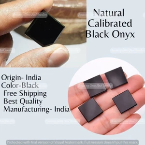 Square Both Side Flat Back Natural Black Onyx 8mm To 14mm Loose Gemstone - Picture 1 of 9