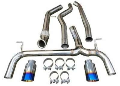 Dual Exhaust Kit Angle Cut Burnt Tips FOR F30 F32 F36 N55 335i 435i xDrive Turbo - Image 1 of 2