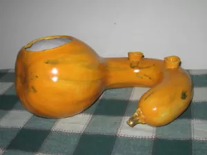 "Centro de cerámica de cuello largo calabaza arte calabaza calabaza y soporte para velas de 14" - Imagen 1 de 9