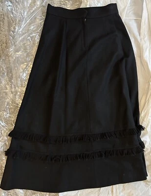 MARC JACOBS  Skirt 100% Wool Size 8 Black Fringe Lined  Long dark light Academia - Image 1 of 4