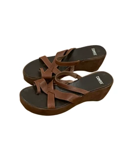 CAMPER Sandalias Cuña Plataforma Tiras Marrón Mules Toboganes 37 - Imagen 1 de 6