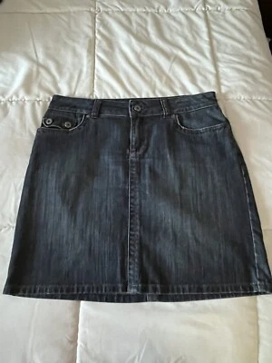 FALDA VAQUERA ELÁSTICA PARA DAMAS Talla 6 Azul Oscuro Denim desgastado 5 bolsillos Usada Foto 1 de 4