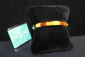 Jay King DTR 925 Silver Inlaid Multi Color Amber Magnetic 8" Bangle Bracelet