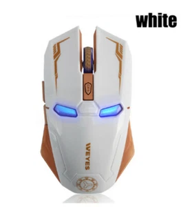 Iron Man Mouse Wireless Mouse Gaming Mouse gamer computer mice(White) - Picture 1 of 7