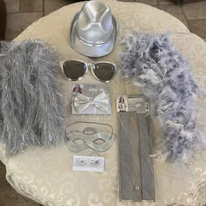 8 Piece Halloween Costume Assessories - Leg Warmers, Boa, Hat, Glasses, Lashes-F - Picture 1 of 20