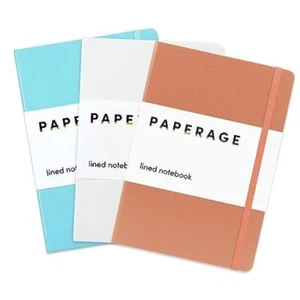 Lined Journal Notebooks, (), 160 Pages, Medium 3 Pack Coral, White, Sky Blue - Picture 1 of 7