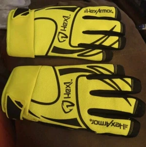 *Hex Armor* Guantes de seguridad hexagonales 1, talla pequeña, amarillo neón y negro, letras rojas - Imagen 1 de 5