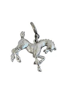 Vintage Shiny Silver Tone Horse Charm w/ Spring Ring - Picture 1 of 5