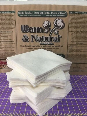 THE WARM COMPANY 3"-12.5" (100) PreCut Squares WARM & NATURAL Cotton Batting-Bowl Cozy-Rag Quilts