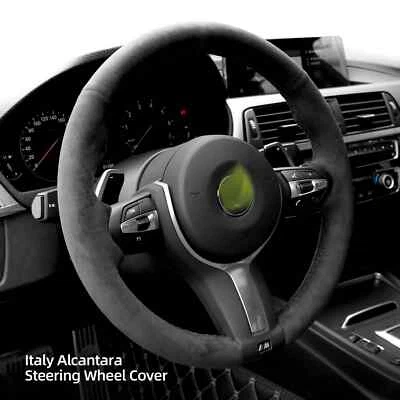 Cubierta de volante Alcantara cosida a mano para BMW F30 F31 F34 F10 F11 F07 M135I Foto 1 de 4