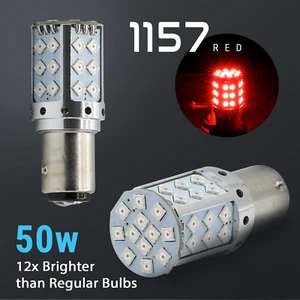 2X BAY15D 1157 50W Red LED Rear Brake Stop High Power Tail Lamp Light Bulbs Pair - Picture 1 of 6